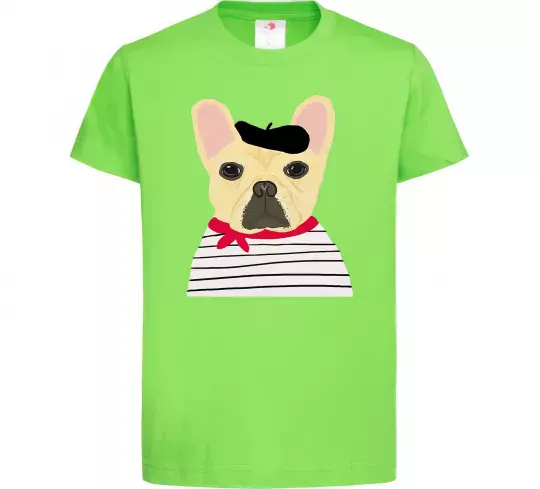 Дитяча футболка Бульдог моряк Лаймовий фото