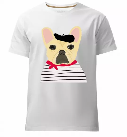 Мужская премиум футболка Бульдог моряк Белый фото