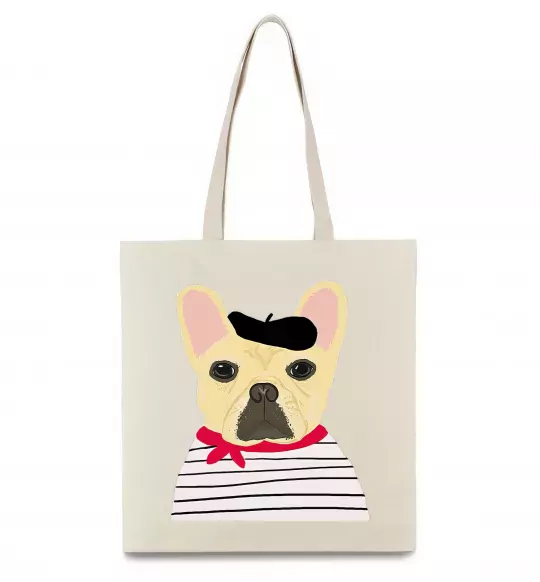 Эко-сумка Бульдог моряк Бежевый фото