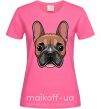 Жіноча футболка Рисунок морды бульдога Яскраво-рожевий фото