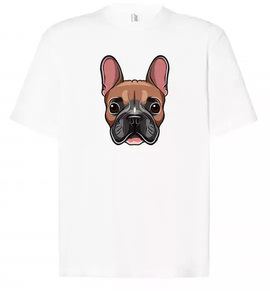 Футболка Оверсайз Малюнок морда бульдога Белый фото