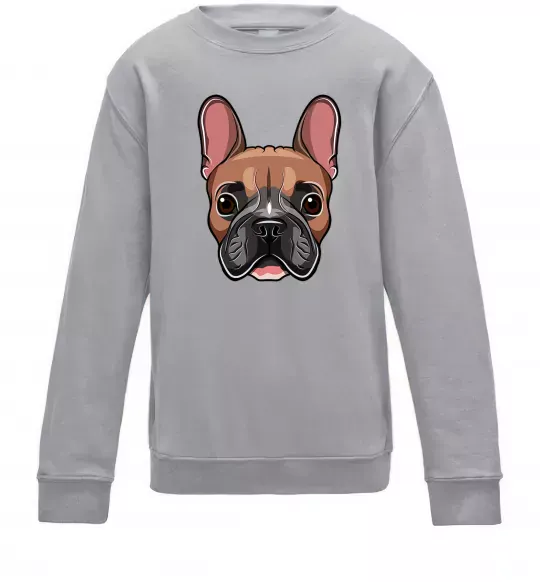 Детский Свитшот Малюнок морда бульдога Серый меланж фото