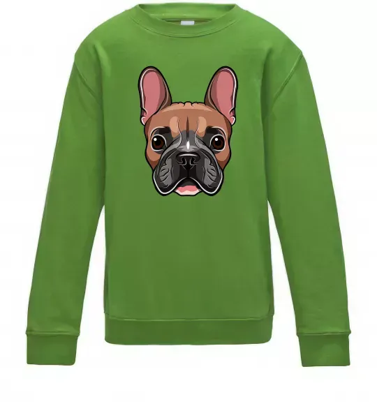 Детский Свитшот Малюнок морда бульдога Лаймовый фото