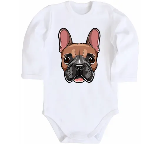 Дитячий бодік Малюнок морда бульдога Білий фото