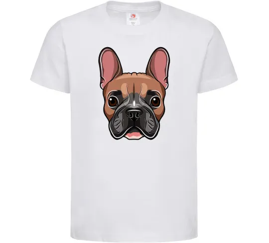 Дитяча футболка Малюнок морда бульдога Білий фото