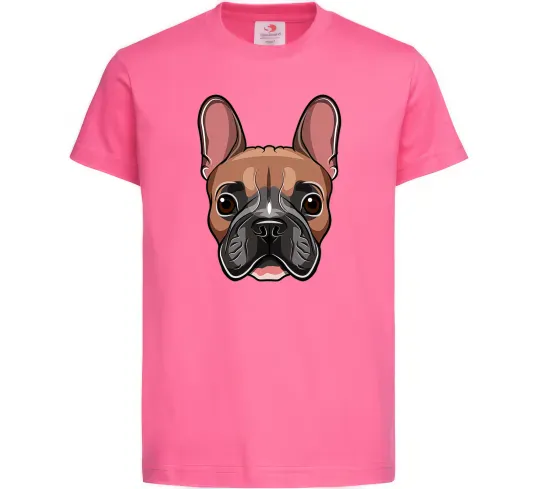 Дитяча футболка Малюнок морда бульдога Яскраво-рожевий фото