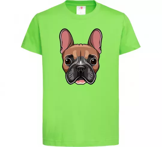 Дитяча футболка Малюнок морда бульдога Лаймовий фото
