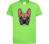 Дитяча футболка Малюнок морда бульдога Лаймовий Дитяча футболка Малюнок морда бульдога Лаймовий фото