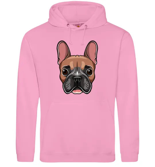 Мужская толстовка (худи) Малюнок морда бульдога Розовый фото