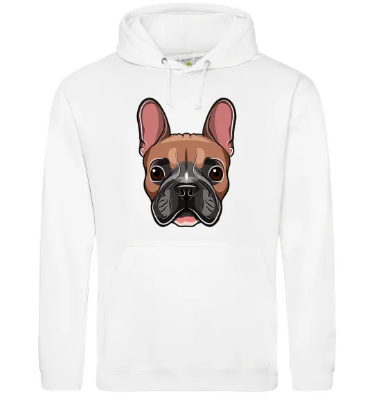 Мужская толстовка (худи) Малюнок морда бульдога Белый фото