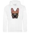 Мужская толстовка (худи) Малюнок морда бульдога Белый Мужская толстовка (худи) Малюнок морда бульдога Белый фото