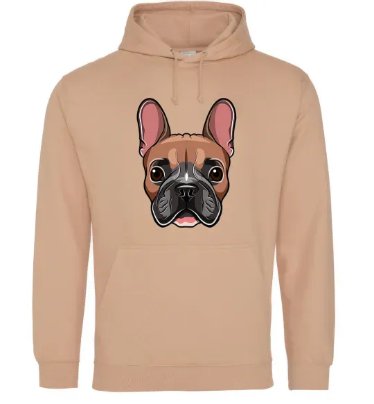 Мужская толстовка (худи) Малюнок морда бульдога Песочный фото