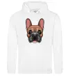 Жіноча толстовка (худі) Малюнок морда бульдога Білий фото