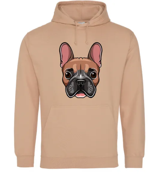 Жіноча толстовка (худі) Малюнок морда бульдога Пісочний фото