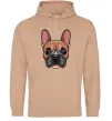 Жіноча толстовка (худі) Малюнок морда бульдога Пісочний фото