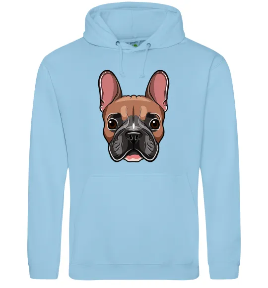 Жіноча толстовка (худі) Малюнок морда бульдога Блакитний фото