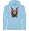Жіноча толстовка (худі) Малюнок морда бульдога Блакитний фото