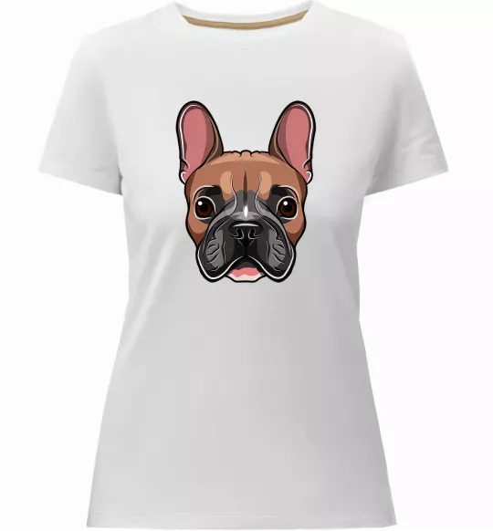 Жіноча преміум футболка Малюнок морда бульдога Білий фото