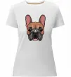 Жіноча преміум футболка Малюнок морда бульдога Білий фото