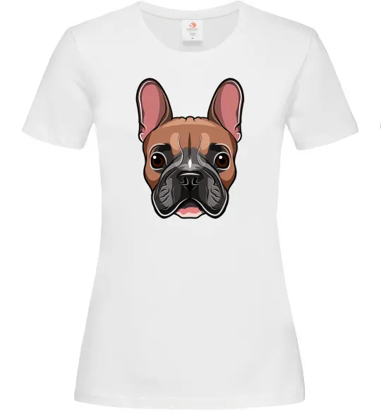 Женская футболка Малюнок морда бульдога Белый фото