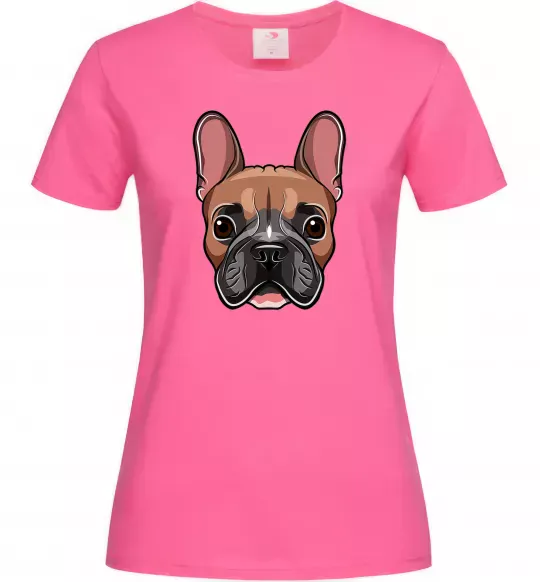 Женская футболка Малюнок морда бульдога Ярко-розовый фото