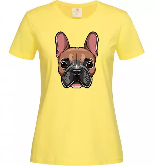 Женская футболка Малюнок морда бульдога Лимонный фото