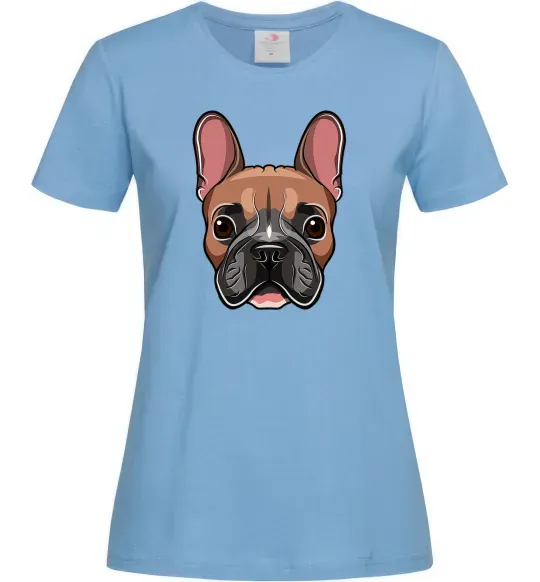 Женская футболка Малюнок морда бульдога Голубой фото