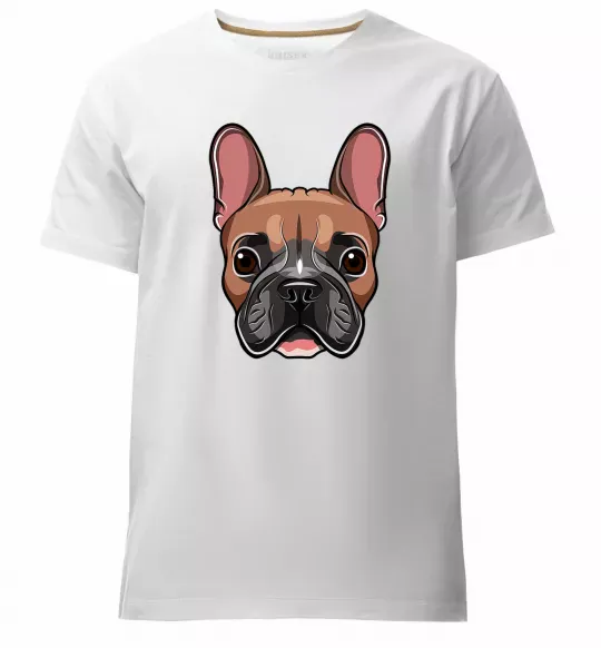 Мужская премиум футболка Малюнок морда бульдога Белый фото