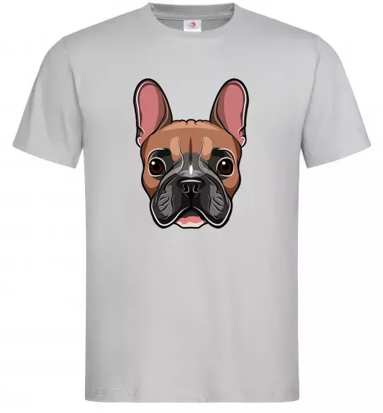 Мужская футболка Малюнок морда бульдога Серый фото