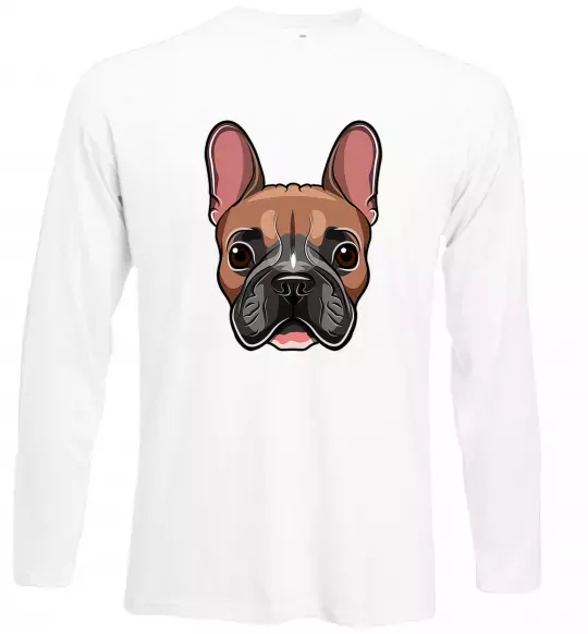 Лонгслів Малюнок морда бульдога Білий фото