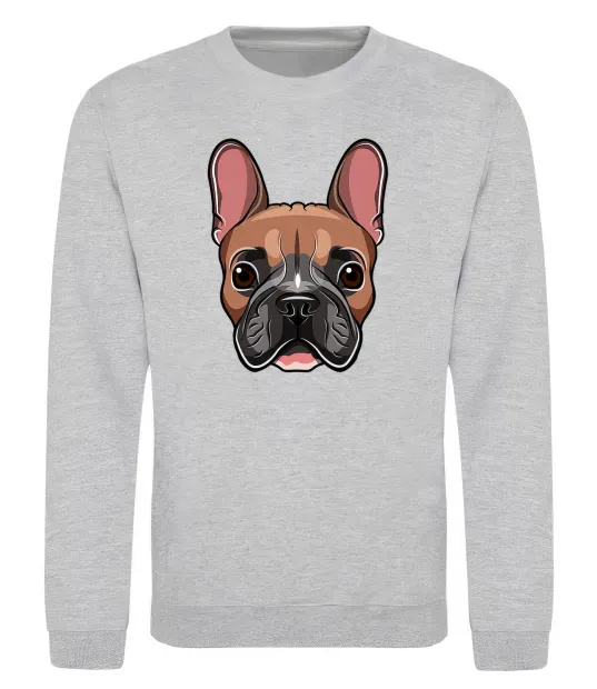 Світшот Малюнок морда бульдога Сірий меланж фото