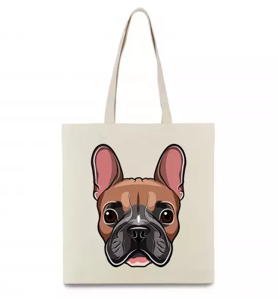 Эко-сумка Малюнок морда бульдога Бежевый фото