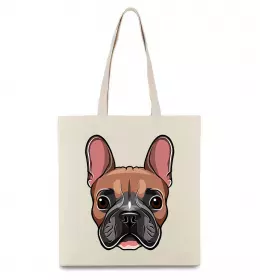 Эко-сумка Малюнок морда бульдога Бежевый фото