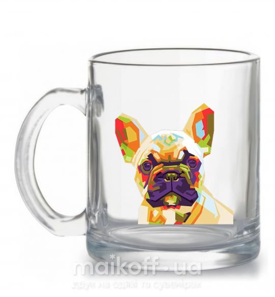 Чашка скляна Multicolor bulldog Прозорий фото
