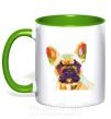 Чашка з кольоровою ручкою Multicolor bulldog Зелений фото