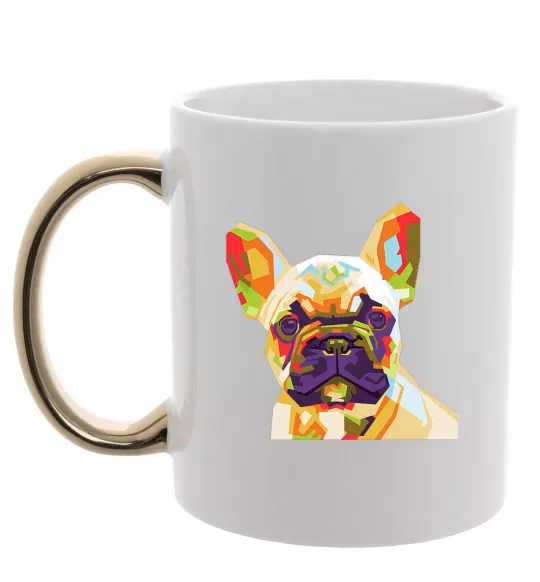 Чашка с цветной ручкой Multicolor bulldog Золото фото