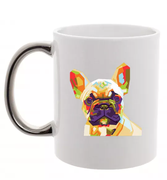 Чашка с цветной ручкой Multicolor bulldog Серебро фото