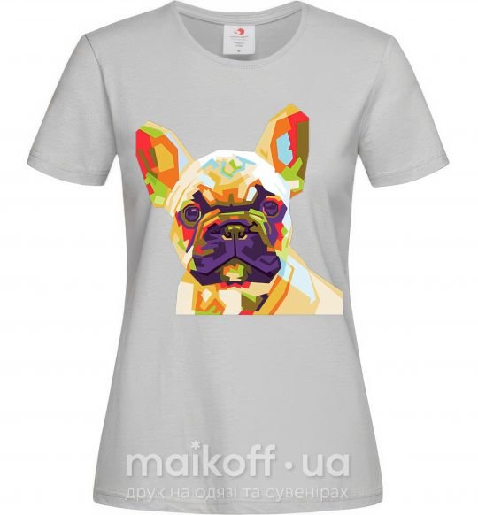 Женская футболка Multicolor bulldog Серый фото