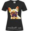 Женская футболка Multicolor bulldog Черный фото