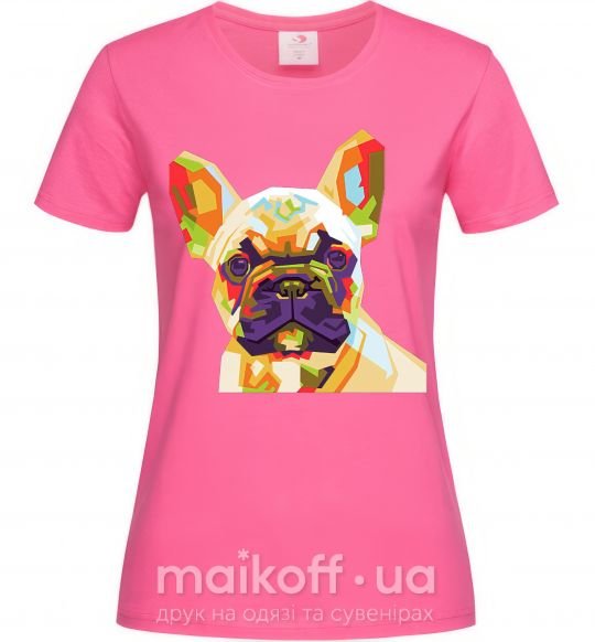 Женская футболка Multicolor bulldog Ярко-розовый фото