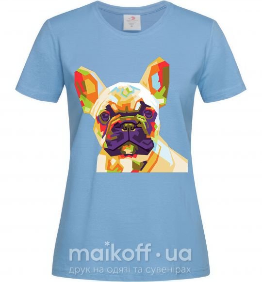 Женская футболка Multicolor bulldog Голубой фото