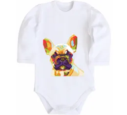 Детский боди Multicolor bulldog Белый фото