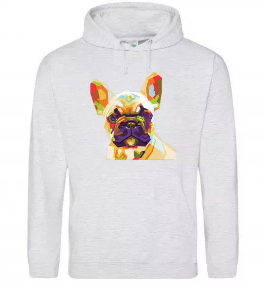 Мужская толстовка (худи) Multicolor bulldog Серый меланж фото