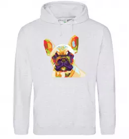 Мужская толстовка (худи) Multicolor bulldog Серый меланж фото