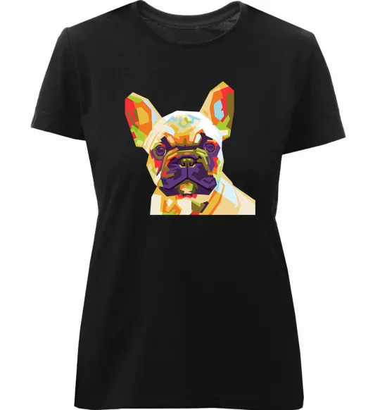 Женская премиум футболка Multicolor bulldog Черный фото