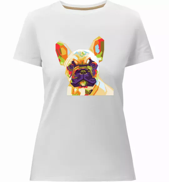 Женская премиум футболка Multicolor bulldog Белый фото