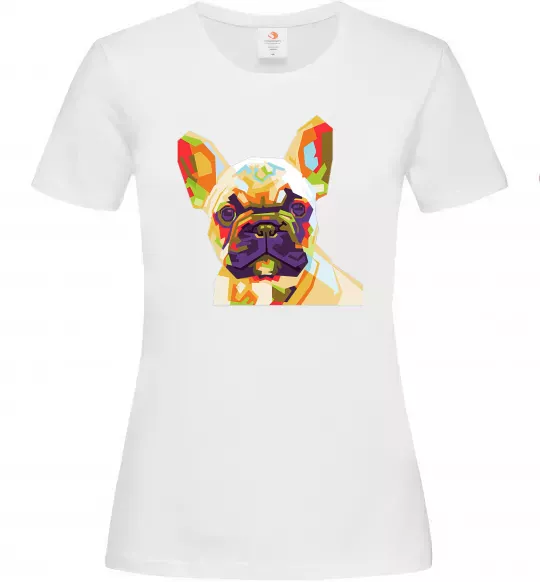 Жіноча футболка Multicolor bulldog Білий фото