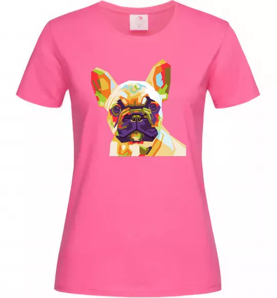 Жіноча футболка Multicolor bulldog Яскраво-рожевий фото