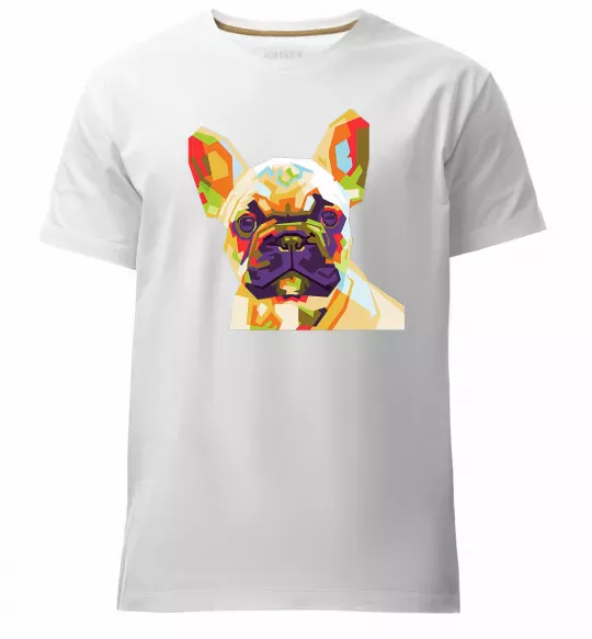 Мужская премиум футболка Multicolor bulldog Белый фото