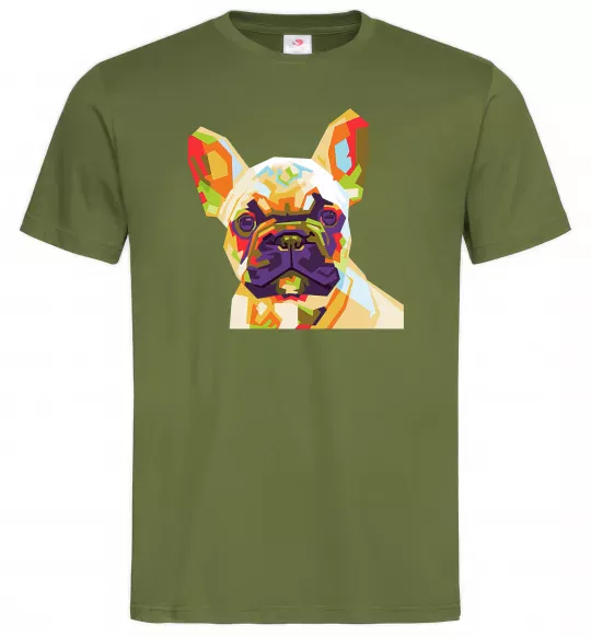 Мужская футболка Multicolor bulldog Оливковый фото